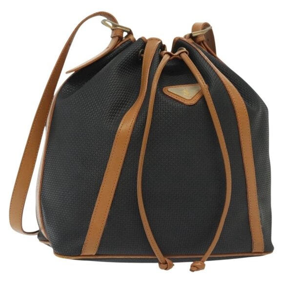 SAINT LAURENT Shoulder Bag PVC Canvas Black Gold Auth 141268 - Picture 1 of 16